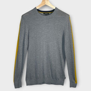 Ted Baker Noirmon Striped Crewneck Sweater Men's 3 / MEDIUM 10% Wool 3% Cashmere